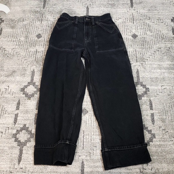Urban Outfitters BDG Black Wide Leg High Waist Cuffed Jeans size 28